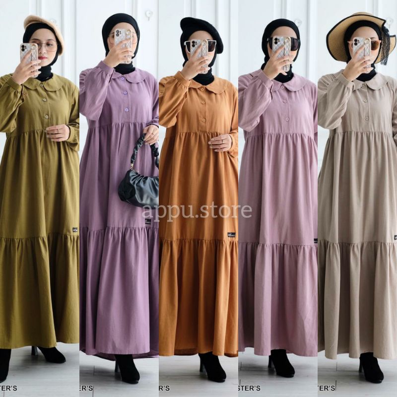 ROSALYN Bella Midi Dress Wanita Kekinian Jumbo Knit Premium Print Garis Salur LD 110 / Baju Gamis Te
