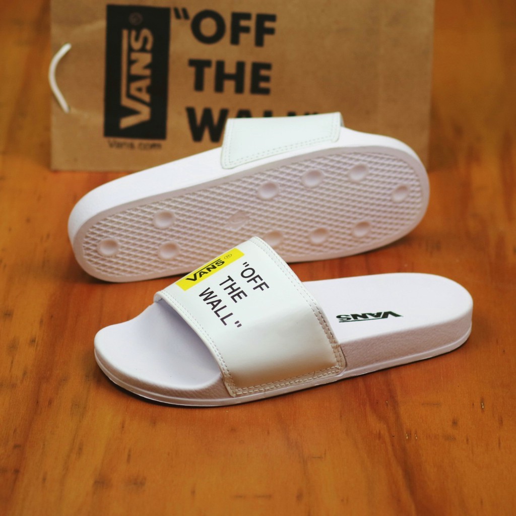 Sendal Pria Slide vans Bahan kulit Super Hype santai Nyaman jalan Ngemall Hangout