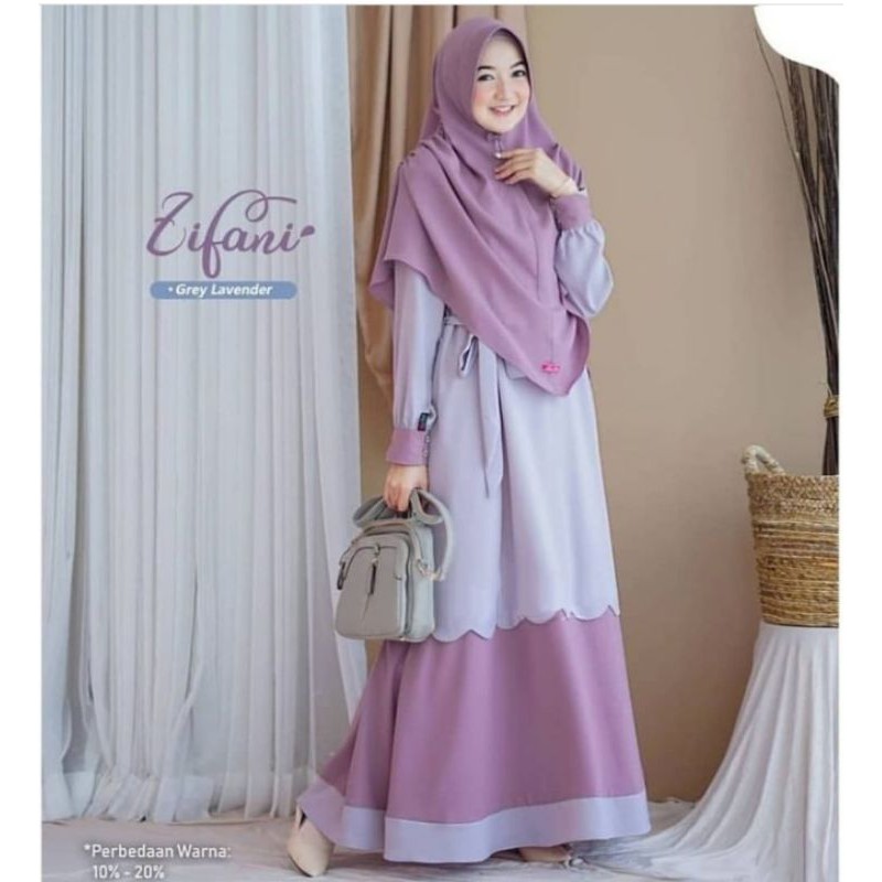 TERBARU Gamis set kerudung Zifani Syar'i Ity Crepe premium Gamis Dewasa model terbaru 2021