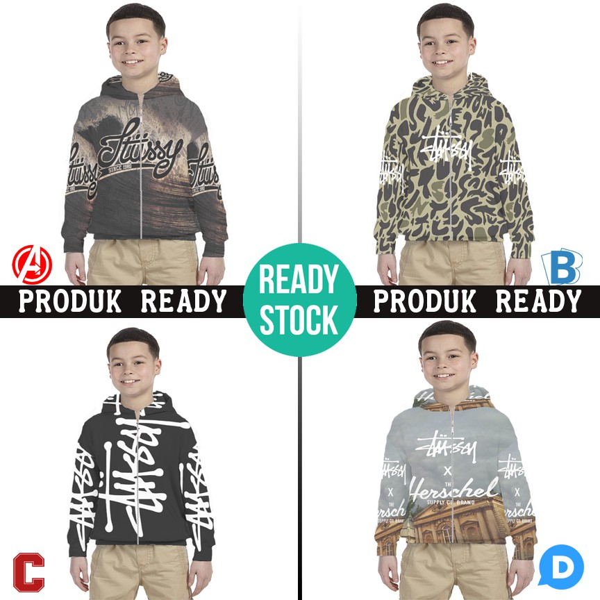 Hoodie Anak Stussy Hoodie Bahan Polyester Jersey