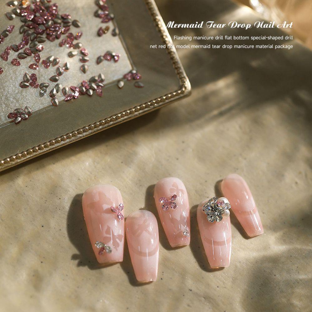 Mxbeauty Kuku Berlian Imitasi Ultra Flash Kristal Kuku Kecantikan Kuku Salon Nail Art Charms Menunjuk Bawah Manicuring Jewelry