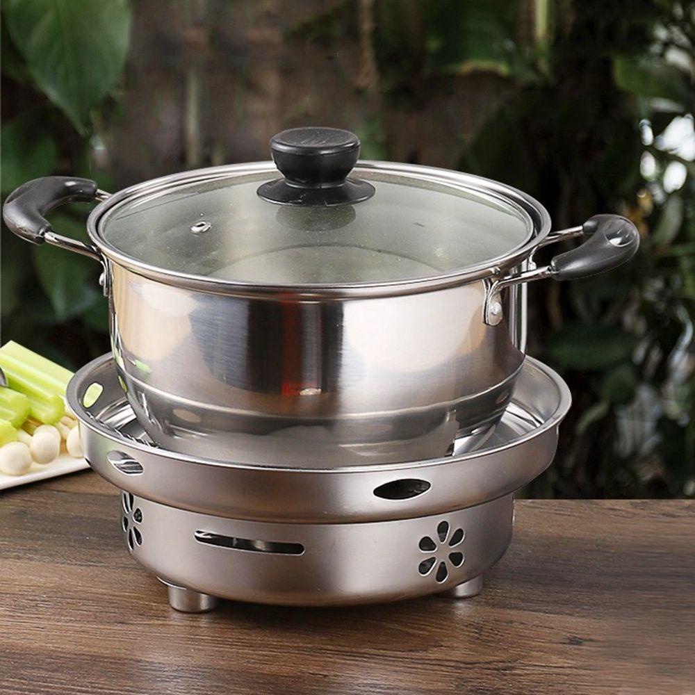 QUINTON Hot Pot Pemanas Alkohol Stainless Steel Rumah Tangga Backpacking Wisata Perjalanan Luar Ruangan Pesta Camping Spirit Cooker