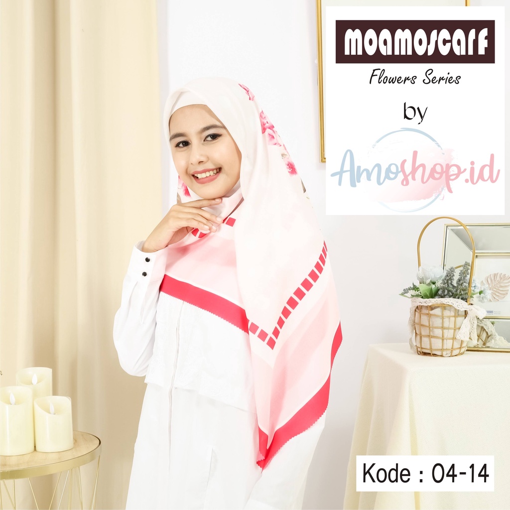 Hijab Motif Segi Empat Kerudung Voal Premium Murah Lasercut Scarf Flower Series