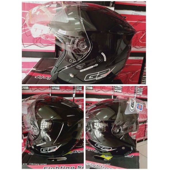 helm G2 optimax solid black 2 visor helm model Centro/double visor/helm standart sni