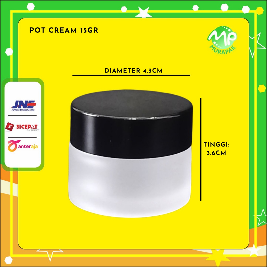 POT KRIM 15gr JAR KOSMETIK KRIM CREAM SKINCARE DOFF / FROSTED CAP HITAM