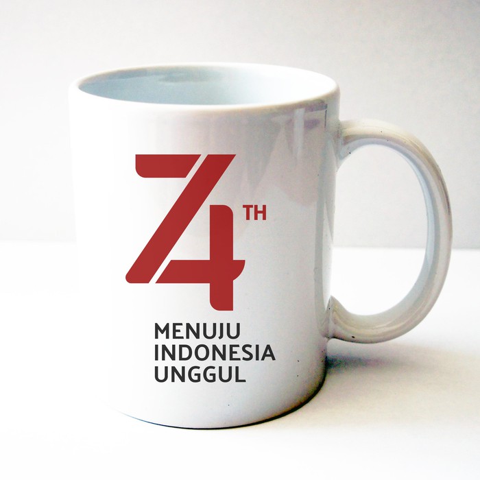 Gelas Mug HUT RI 74 Menuju Indonesia Unggul - Hadiah Kado - By Crion