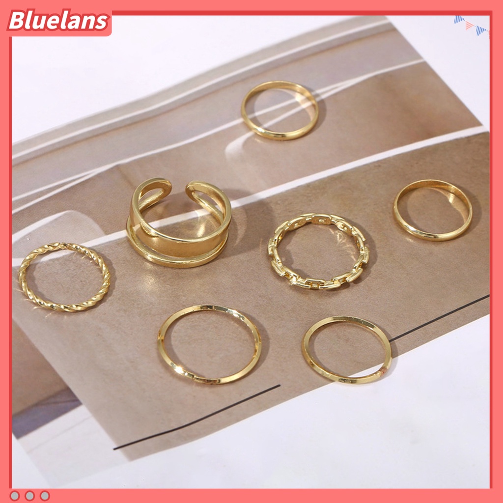 1 Set Cincin Knuckle Bentuk Geometris Electroplating Tahan Lama Gaya Punk Untuk Unisex