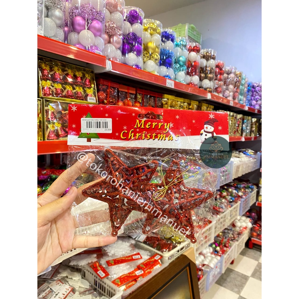 Gantungan Bintang Natal Glitter / Hiasan Bintang Natal
