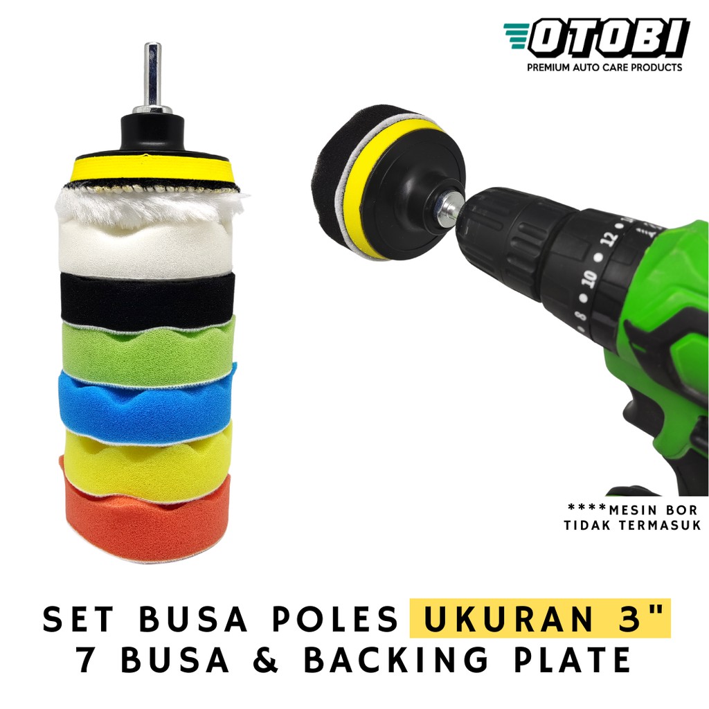 Sponge Polishing 3&quot; inch 8pcs / Busa Poles Mobil Bor Motor Set Pad M10