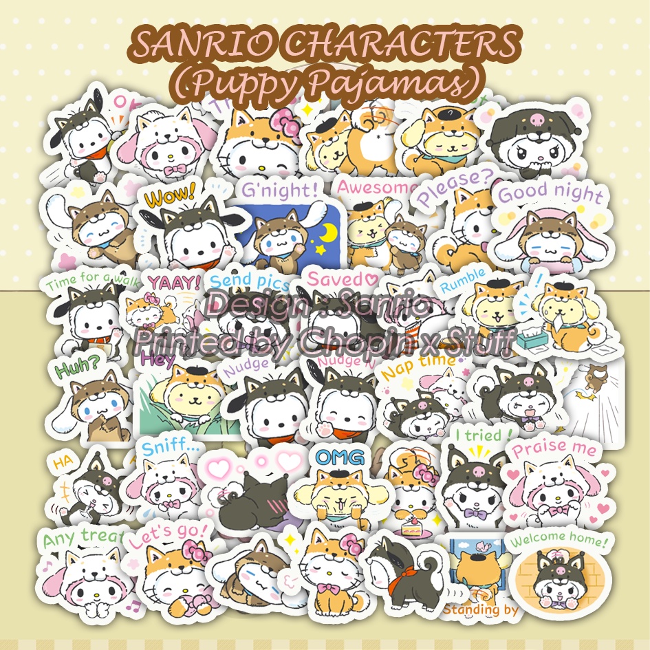 

Sticker Pack Waterproof Anti Air SANRIO CHARACTERS (Puppy Pajamas) / Stiker Cute Lucu Imut Anti Air @40pcs