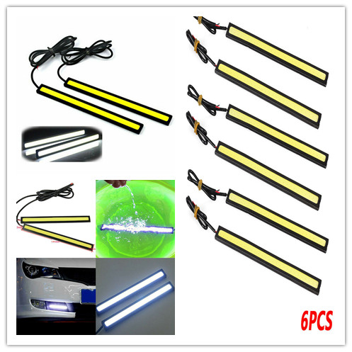 6pcs Lampu Strip LED COB 12V Anti Air Warna Putih Untuk Interior Mobil