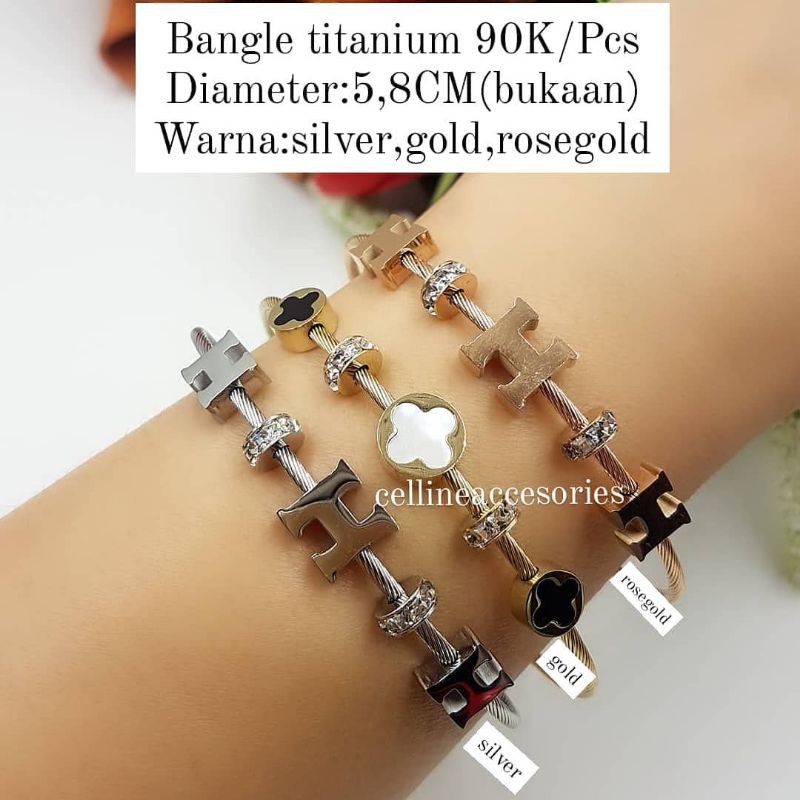 Gelang titanium lapis emas high quality,titanium rosegold persis asli