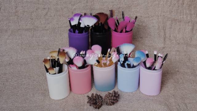 IMPORT MAKEUP BRUSH SET 12 IN 1 TUBE / KUAS MAKEUP TABUNG 12 pcs