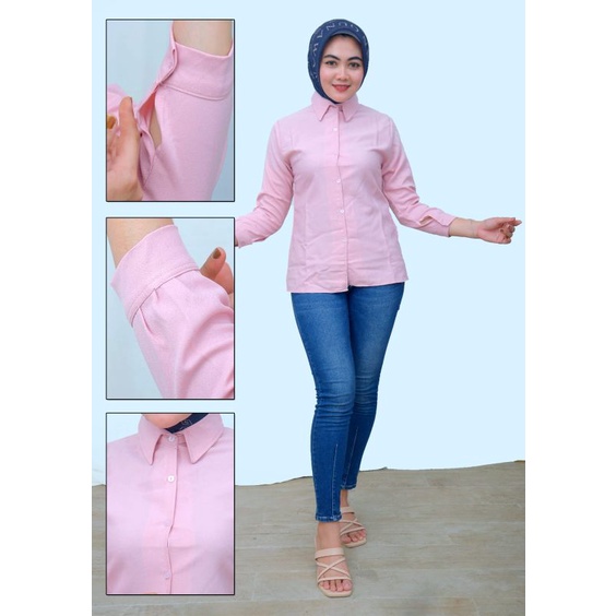 KEMEJA WANITA POLOS BASIC / GIOVANI SHIRT BASIC WANITA / KEMEJA POLOS CASUAL PUTIH HITAM