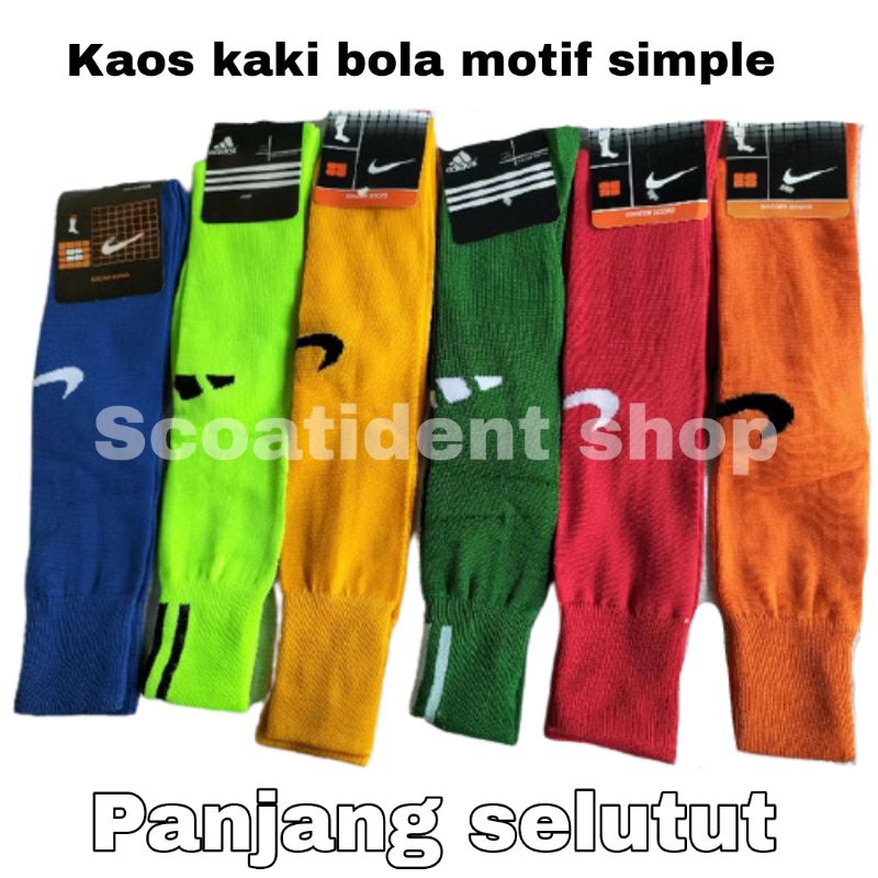 Kaos kaki bola/futsal motif simple random panjang selutut produk kemasan