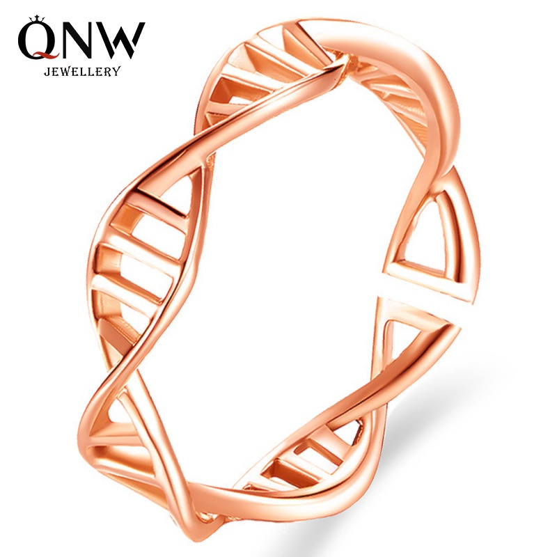 Cincin Model Terbuka Bentuk Tulang Ikan Motif Garis Silang Warna Rose Gold Untuk Wanita