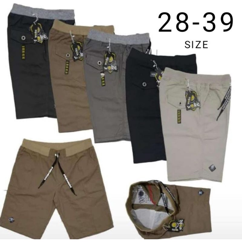 [BIG SIZE] Celana Chino Pendek Pria mick pinggang karet rip katun twill krem coklat surfing santaino