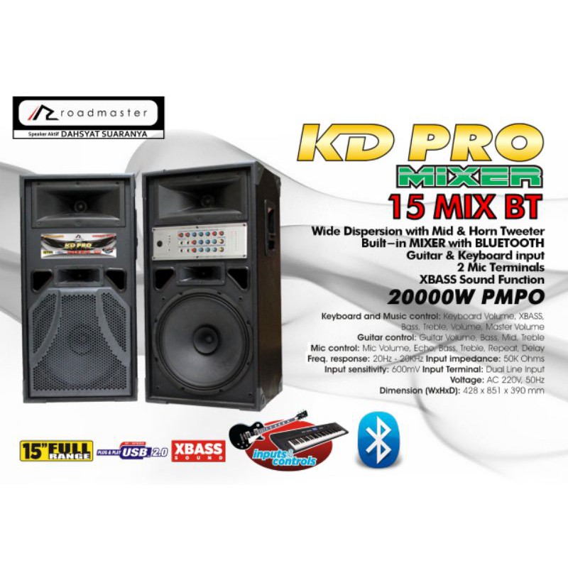 Speaker Aktif Roadmaster Kd Pro 15 Mix Usb BT Bluetooth
