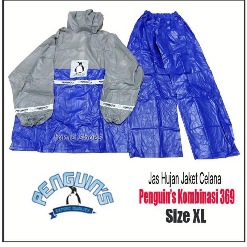 Jas Hujan Setelan Jaket Ponco Lengan Celana Penguins Kombinasi 3.6.9 (369) XL Murah