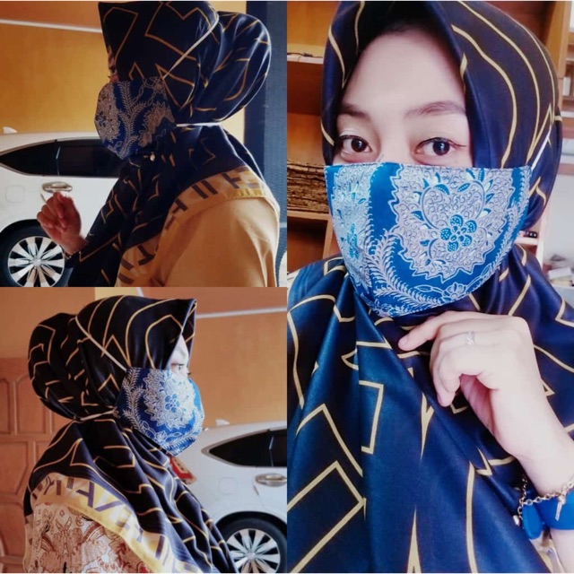 Masker katun batik 3 lapis