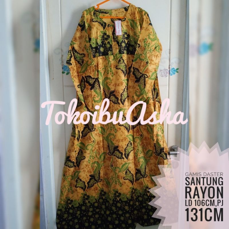 Gamis daster payung / baju daster lengan panjang -Batik Hijau-