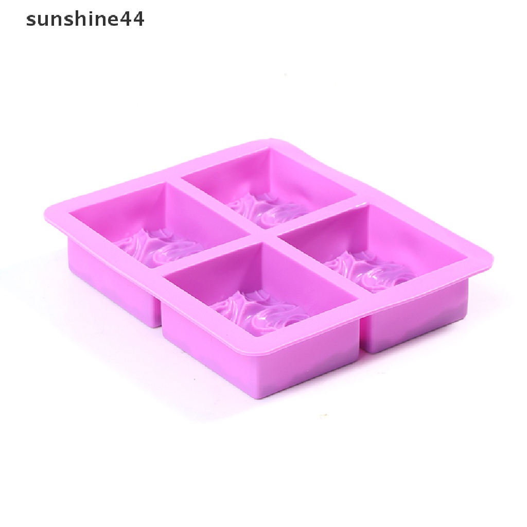 Sunshine Cetakan Silikon Bentuk Bunga Bergelombang 4 Lubang Untuk Diy Sabun / Kue / Minyak / Resin