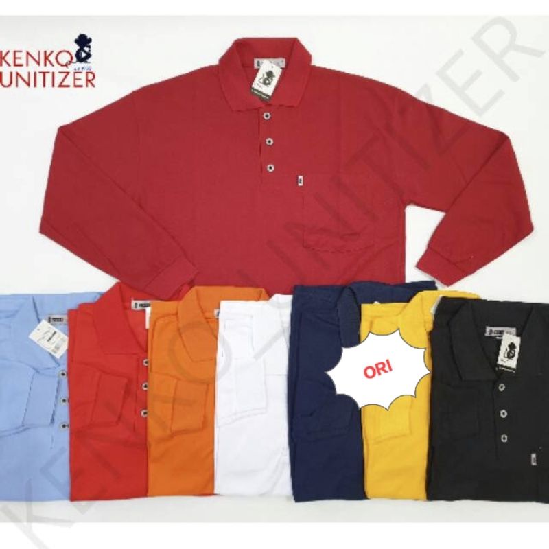 UNITIZER PLU kaos polo pria M L XL XXL saku shirt Krah lakos panjang kaos kerah kaos wangki polos de