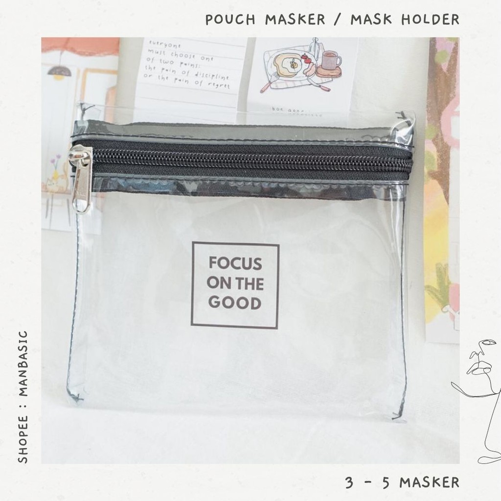 TEMPAT PENYIMPANAN POUCH MASKER NON MEDIS KAIN TRANSPARAN / DOMPET PVC MIKA MASKER HOLDER NEW NORMAL