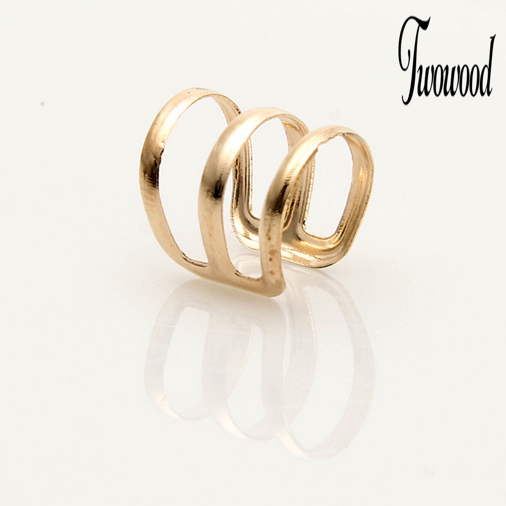 1 Pc Cincin Klip Telinga Model 3 Ring Adjustable Untuk Wanita