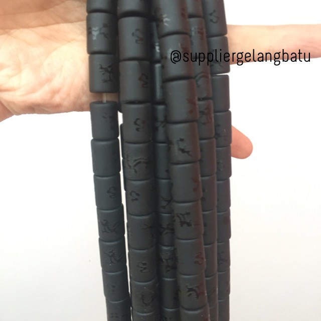 bahan batu 12mm om padme hum tabung naga onyx doff renceng termurah