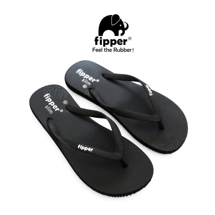 SANDAL FIPPER SLIM ORIGINAL FOR LADIES/WOMAN - BLACK - HITAM, SIZE 5
