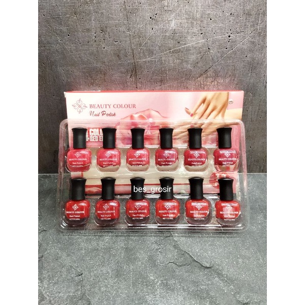 Kutek beauty colour merah papan ( 12 pcs )