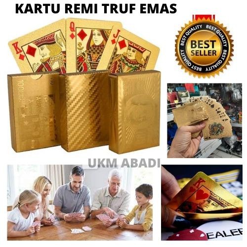 Kartu Truf Remi Poker Lapisan Gold Foil Motif Emas Exclusive 111