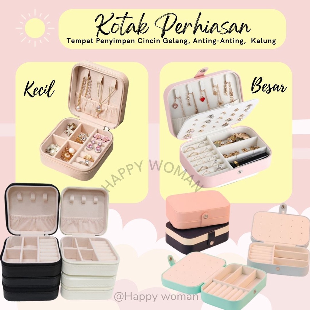 Kotak Tempat Perhiasan Travel Jewelry Tempat Penyimpan Cincin / Gelang / Anting-Anting/ Kalung Emas Portable Kotak Box Perhiasan Minimalis