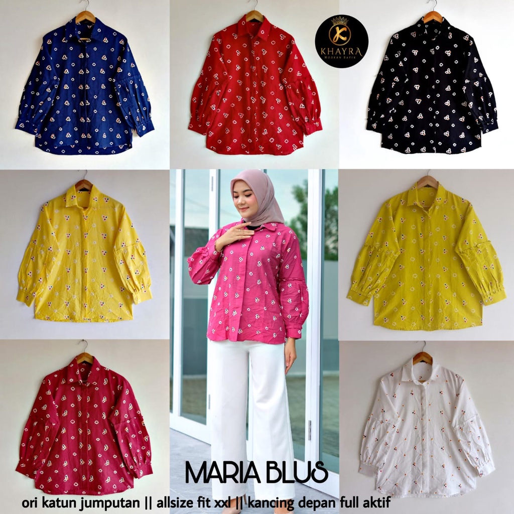 Blus Maria  batik solo atasan kerja trendy blus kancing depan busui friendly blus wanita