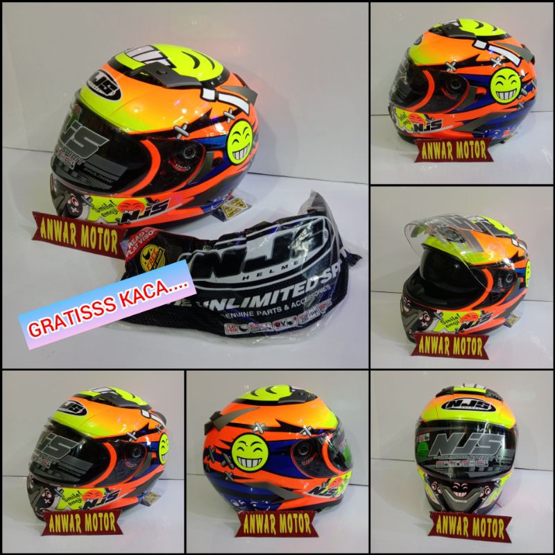 Helm NJS Shadow N808 Motif Smile - Free Flat Visor Dark NJS ORIGINAL