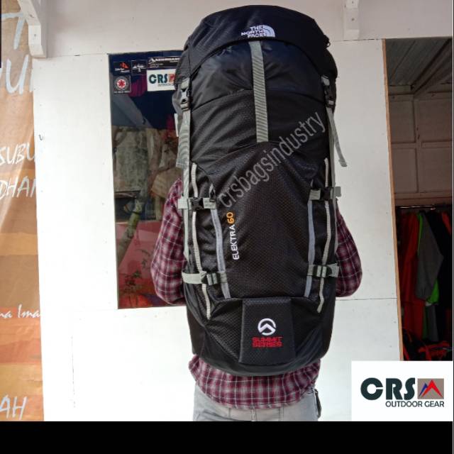 Carrier tnf elektra 60+10L free raincover Hitam