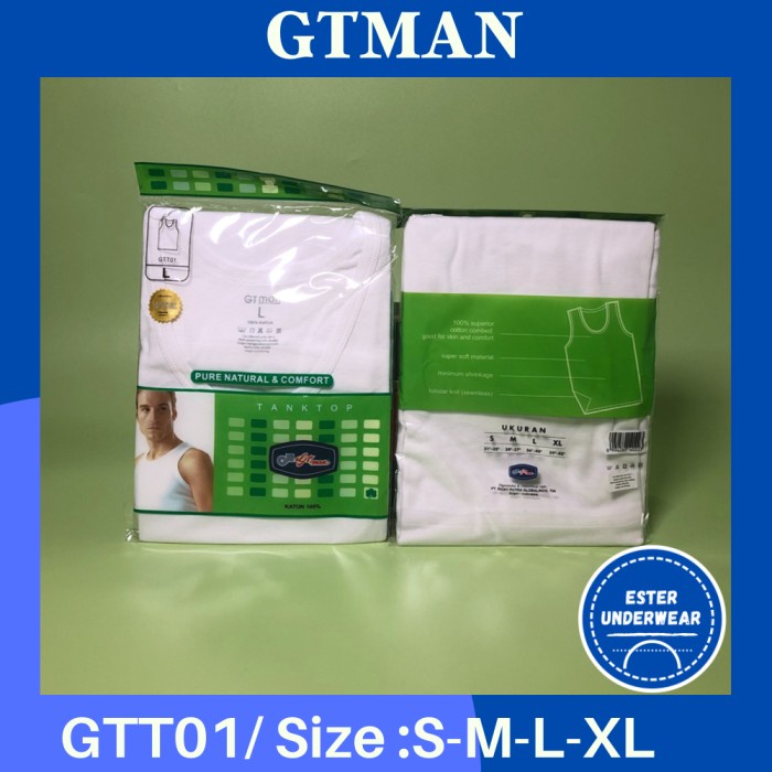 KAOS  SINGLET GTMAN GTT01 PUTIH ISI 1PCS BAHAN KATUN SERAP KERINGAT