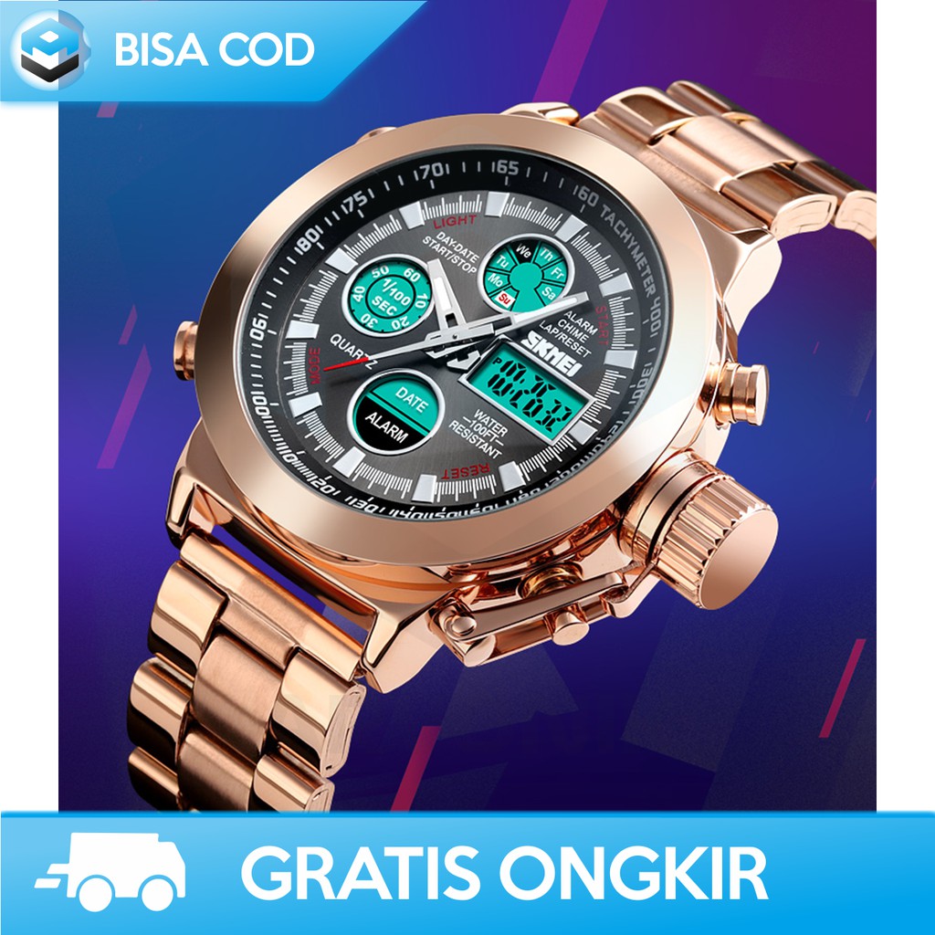 JAM TANGAN PRIA CHRONO AKTIF ANALOG ORIGINAL SKMEI 1515 - JAM TANGAN STAINLESS PRIA ANTI AIR