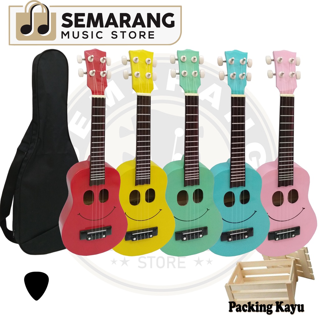Gitar Ukulele Smile Senar 4 Paket Super Komplit-PAKET B PACK KAYU