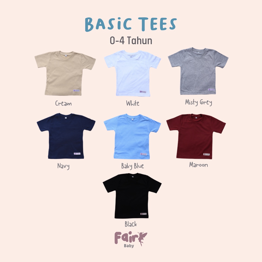 Fairy Baby Kaos Polos Bayi Cotton Combed 30S 0-2 tahun | Basic Tees Cotton Combed