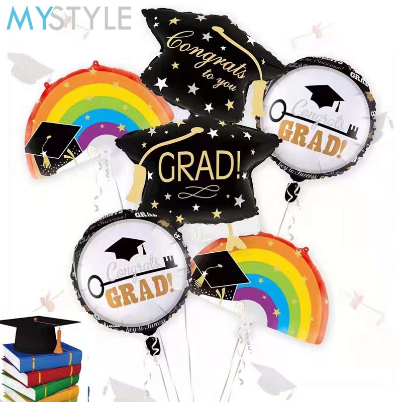 BALON FOIL WISUDA JUMBO MINI BULAT MIX GRADUATION GRAD MURAH BALON DEKORASI LUCU