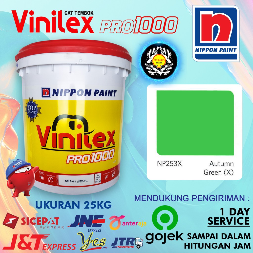 CAT AIR TEMBOK DINDING VINILEX 25 KG WARNA NP 253 X AUTUMN GREEN (X) NP253X HIJAU DAUN PEKAT TUA CER