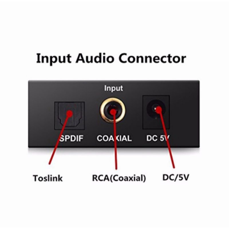 DIGITAL TO ANALOG AUDIO CONVERTER TOSLINK OPTICAL COAXIAL TO RCA UNTUK LED SMART TV