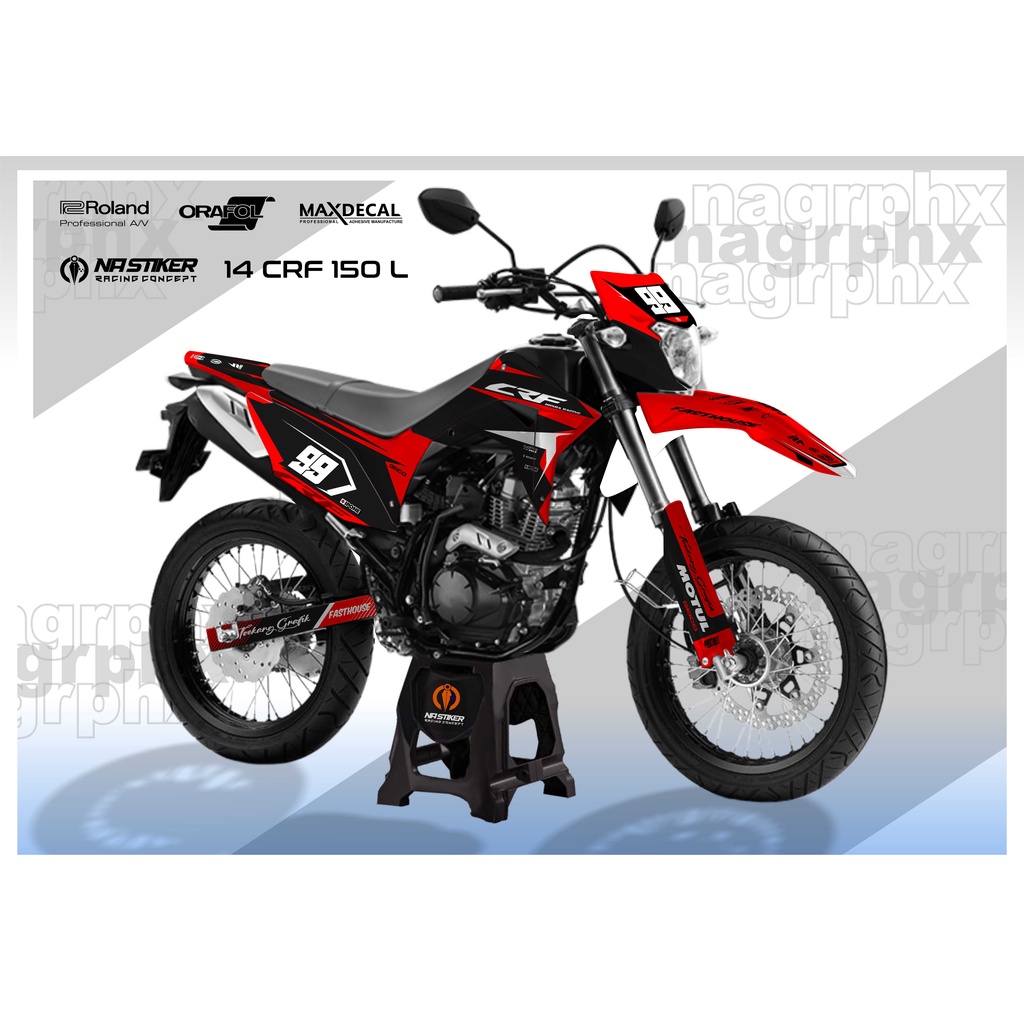 STIKER CRF 150 L HITAM MERAH DECAL CRF HITAM MERAH CRF-14