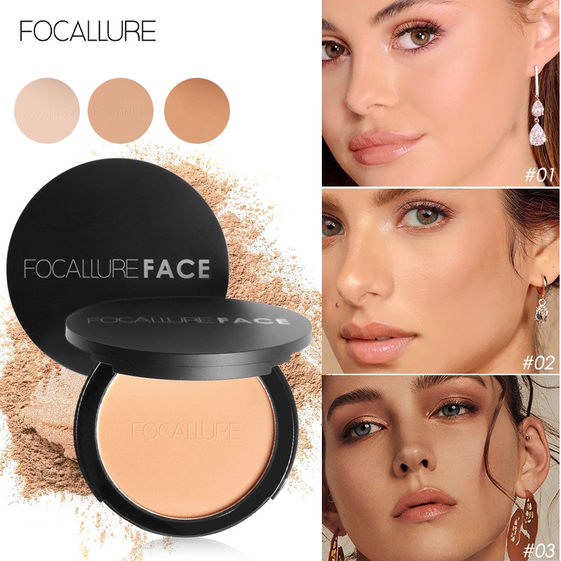 FOCALLURE Matte Oil Control Bedak Padat Natural Pressed powder Setting Powder Face Makeup