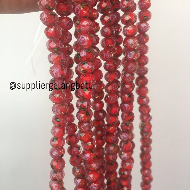 Lampwork kristal Murano 10x8mm bahan crystal ceko mawar merah premium aksesoris bahan craft online