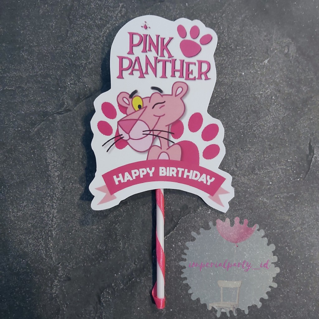 Cake Cupcake Topper Tusukan Kue Happy Birthday Pink Panther