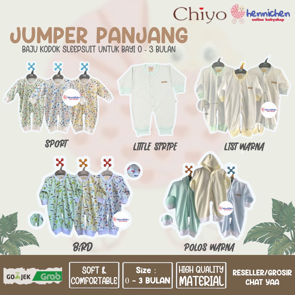 SUPER LEMBUT CHIYO Jumper Panjang Baju Kodok Sleepsuit Bayi 0-3 Bulan SNI