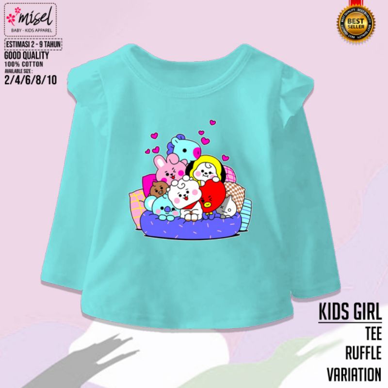 Kaos Anak perempaun lengan panjang RUFFLE BTS SERIES By MISEL 2-8 Tahun